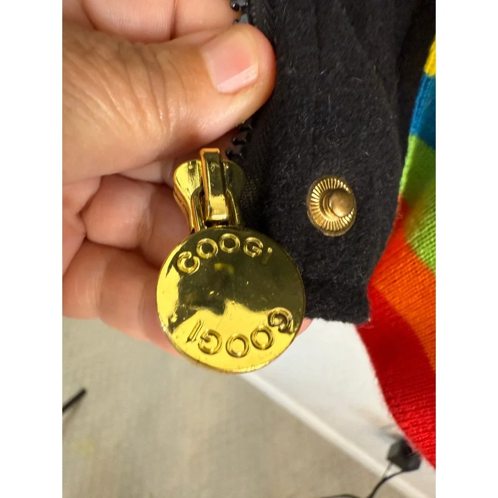 Kids COOGI Black Rainbow Trim Hooded Toggle Jacket Size M 8‎ 10
